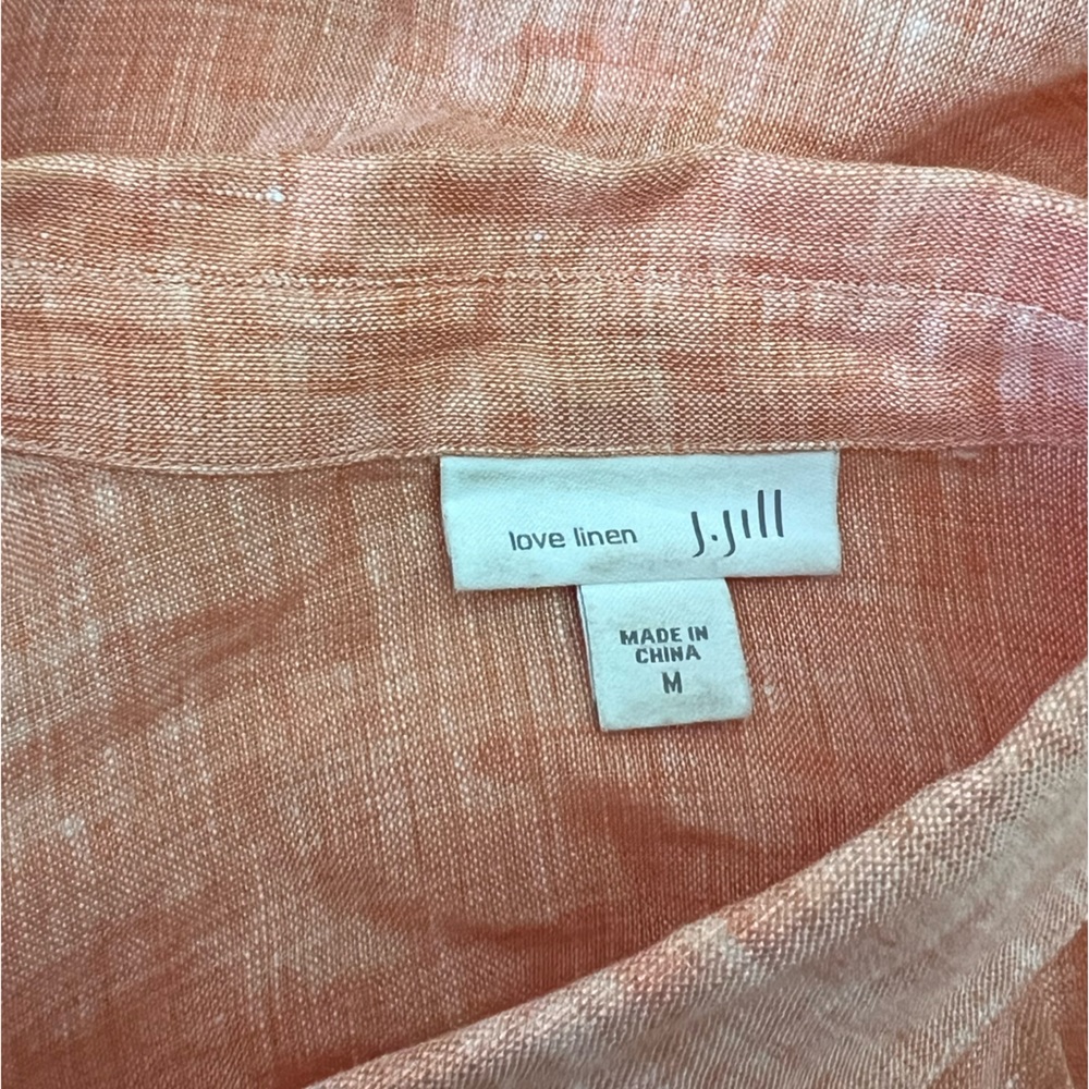 J Jill Love Linen Essential Button Down Tunic Orange Medium — READ - Picture 9 of 10